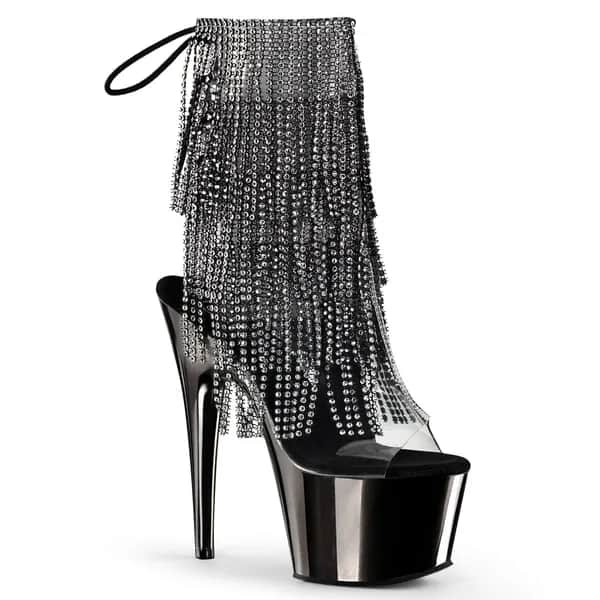 Pleaser ADORE-1017RSF Damen Stiefelette Transparent Schwarz EU 36