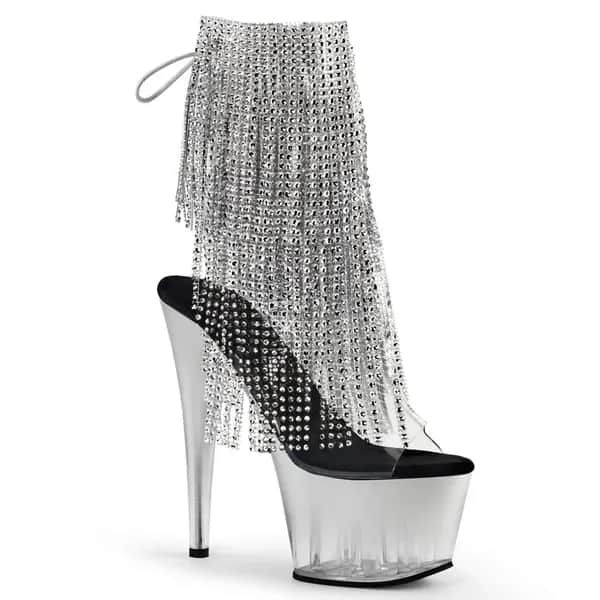 Pleaser ADORE-1017RSFT Damen Stiefelette Transparent Silber EU 40