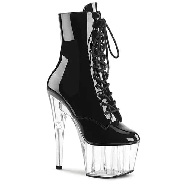 Pleaser ADORE-1020 Damen Stiefelette Schwarz Transparent EU 41