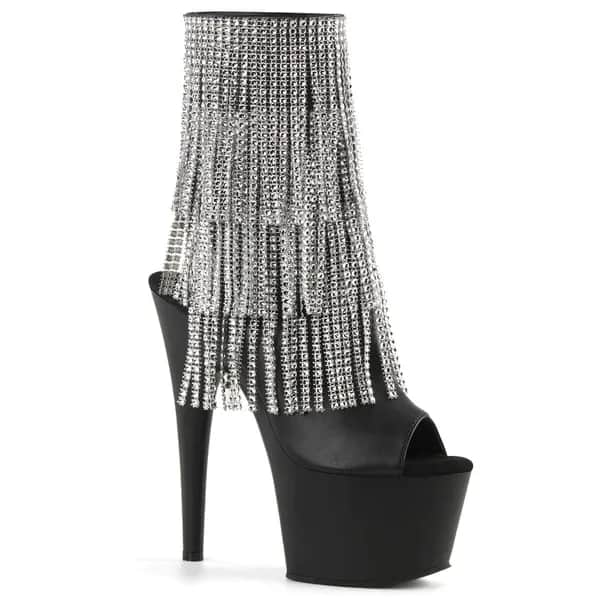 Pleaser ADORE-1024RSF Damen Stiefelette Schwarz Silber EU 37
