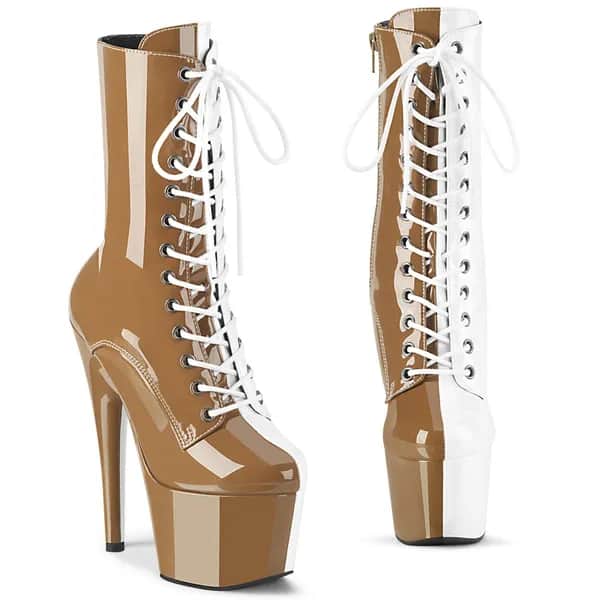 Pleaser ADORE-1040TT Damen Stiefelette Braun Weiß EU 35