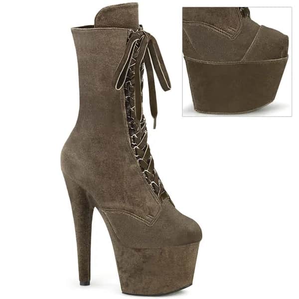 Pleaser ADORE-1045VEL Damen Stiefelette Khaki EU 37