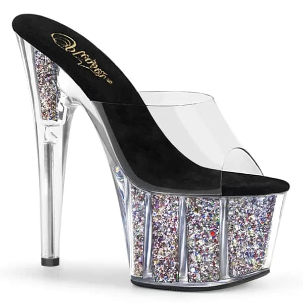 Pleaser ADORE-701CG Damen Slipper Transparent Silber EU 41