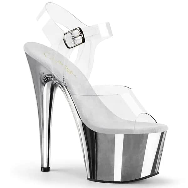 Pleaser ADORE-708 Damen Sandale Transparent Cchrom EU 43