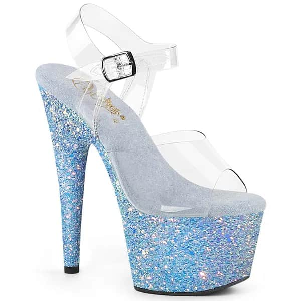 Pleaser ADORE-708LG Damen Sandale Transparent Hellblau EU 38