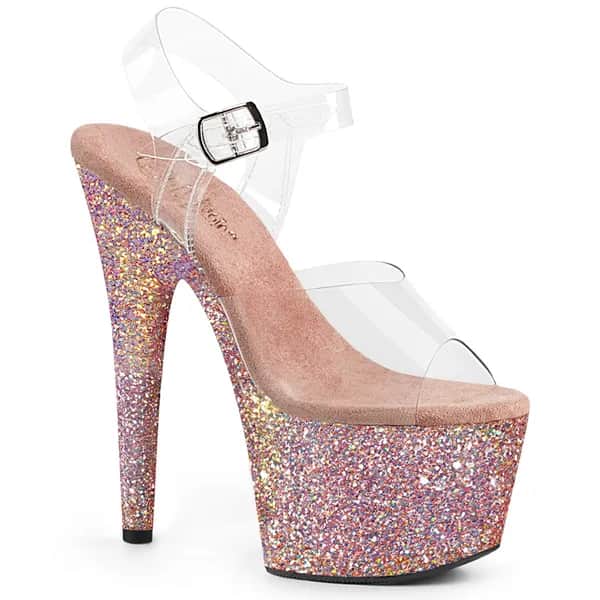 Pleaser ADORE-708LG Damen Sandale Transparent Hellbraun EU 35