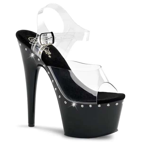 Pleaser ADORE-708LS Damen Sandale Transparent Schwarz EU 35
