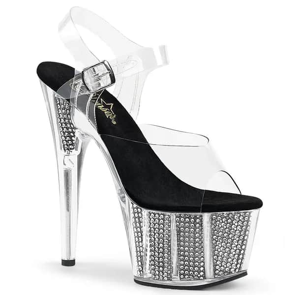 Pleaser ADORE-708SRS Damen Sandale Transparent Schwarz EU 37