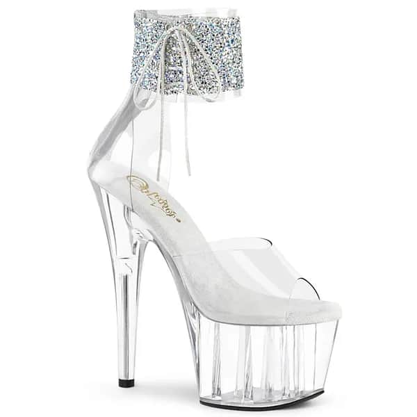 Pleaser ADORE-724RS-02 Damen Sandale Transparent Silber EU 39