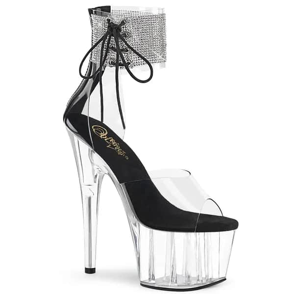 Pleaser ADORE-724RS Damen Sandale Transparent Schwarz EU 42