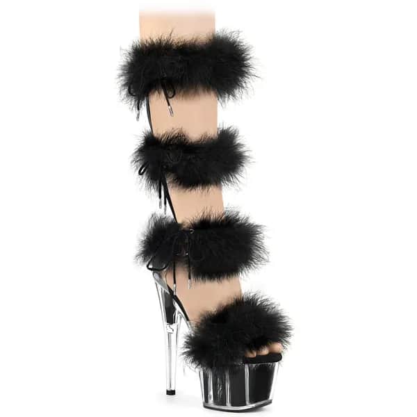 Pleaser ADORE-728F Damen Sandale Transparent Schwarz EU 35