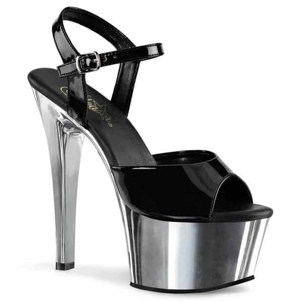 Pleaser ASPIRE-609 Damen Sandale Schwarz Silber EU 41