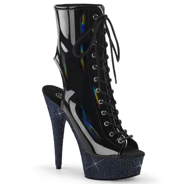 Pleaser BEJEWELED-1016-6 Damen Stiefelette Schwarz Holo EU 42