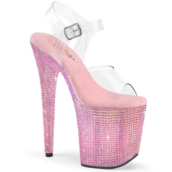 Pleaser BEJEWELED-808RRS Damen Sandale Transparent Rosa EU 39