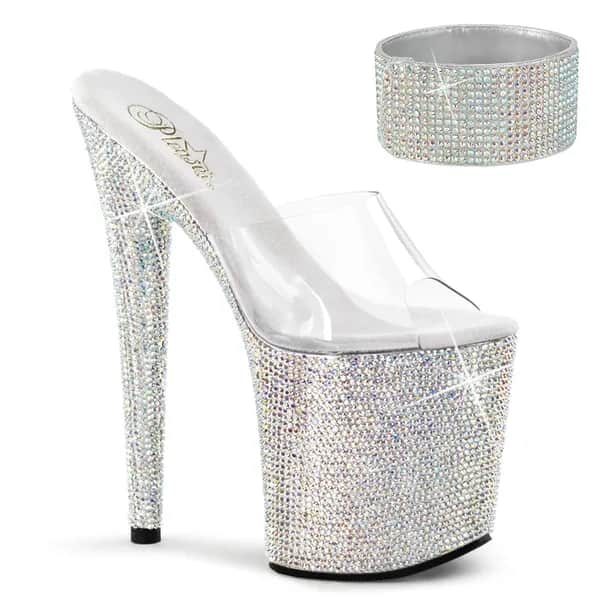 Pleaser BEJEWELED-812RS Damen Slipper Transparent Silber EU 40