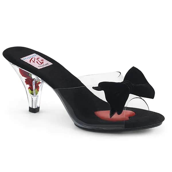 Pin Up Couture BELLE-301BOW Damen Slipper Transparent Schwarz EU 39