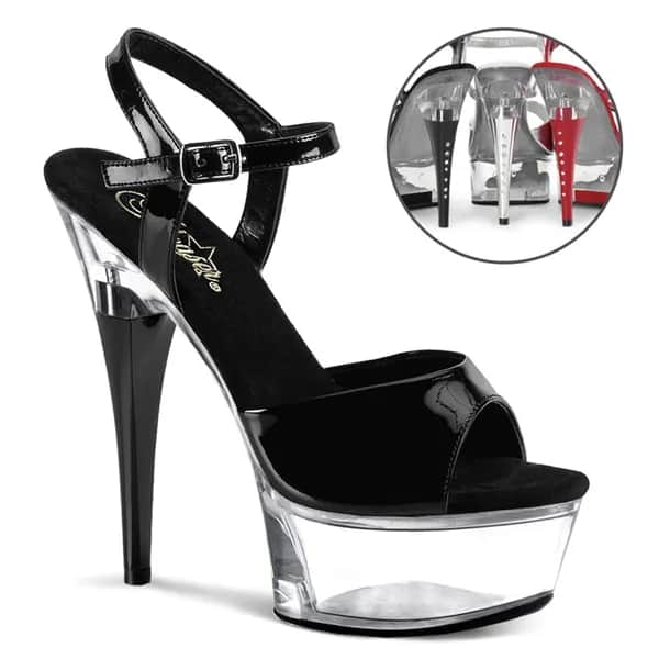 Pleaser CAPTIVA-609 Damen Sandale Schwarz Transparent EU 39