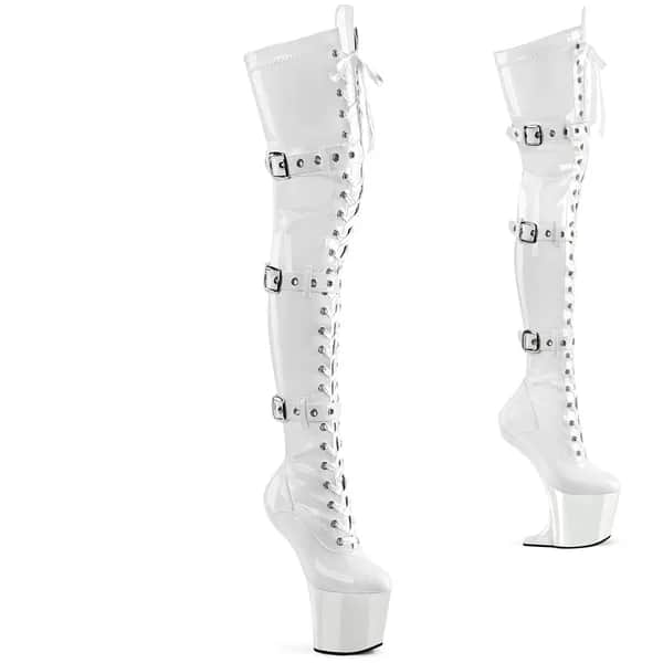 Pleaser CRAZE-3028 Damen Stiefel Weiß  EU 41