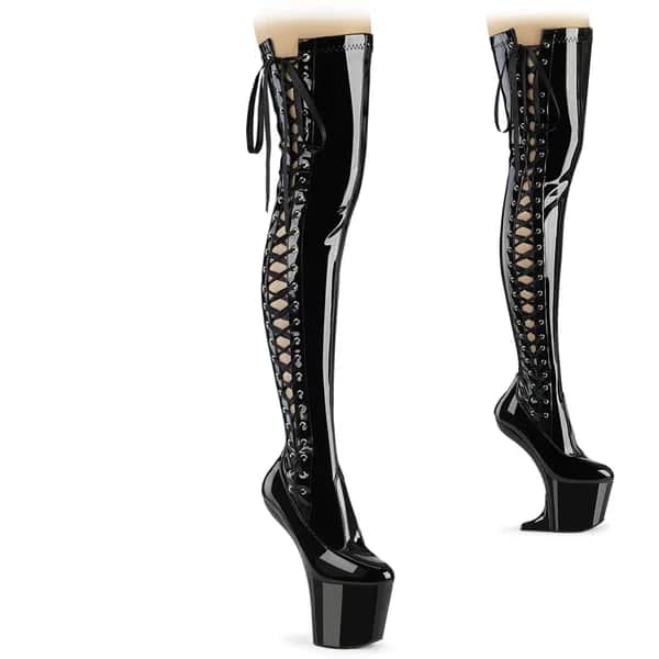 Pleaser CRAZE-3050 Damen Stiefel Schwarz Glanz EU 37
