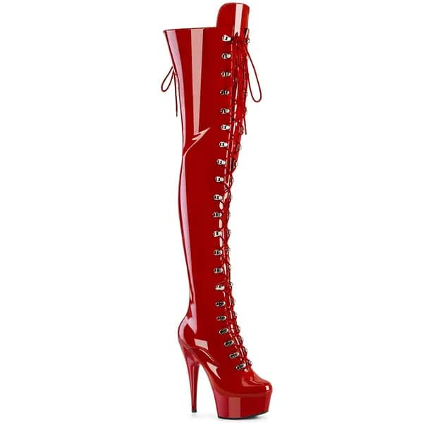 Pleaser DELIGHT-3022 Damen Stiefel Rot  EU 39
