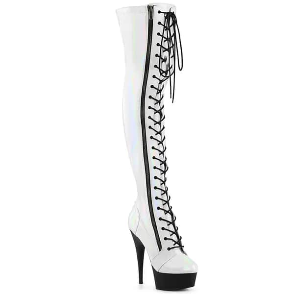 Pleaser DELIGHT-3029 Damen Stiefel Weiß  EU 40