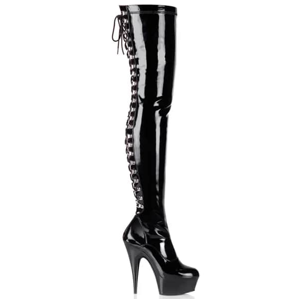 Pleaser DELIGHT-3063 Damen Stiefel Schwarz Glanz EU 40