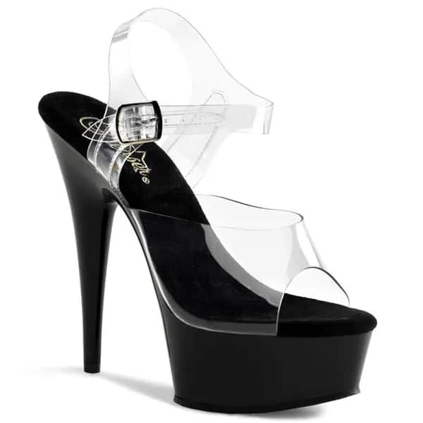 Pleaser DELIGHT-608 Damen Sandale Transparent Schwarz  EU 39