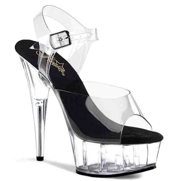 Pleaser DELIGHT-608 Damen Sandale Schwarz Transparent  EU 41
