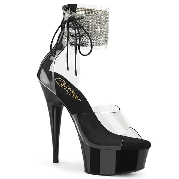 Pleaser DELIGHT-624RS Damen Sandale Transparent Schwarz  EU 38