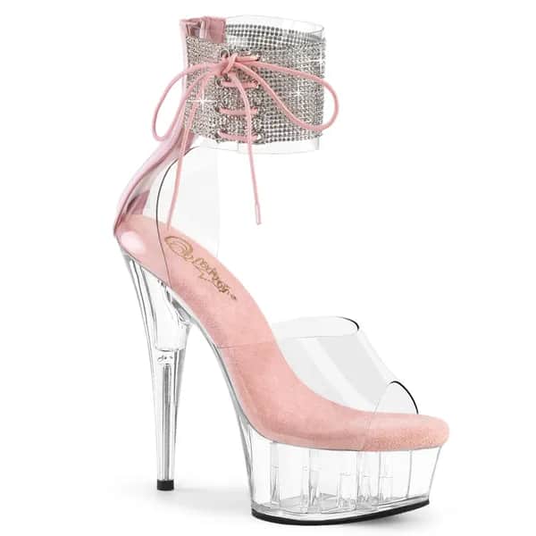 Pleaser DELIGHT-624RS Damen Sandale Transparent Rosa EU 37