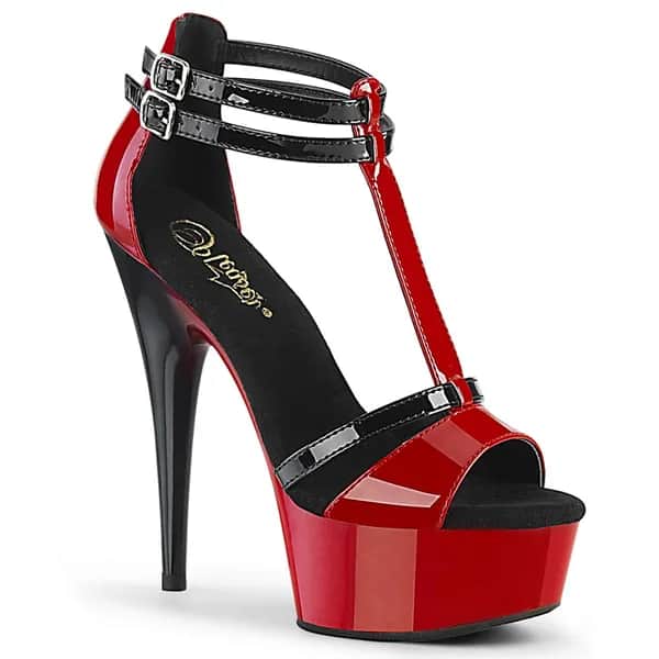 Pleaser DELIGHT-663 Damen Sandale Rot Schwarz EU 35