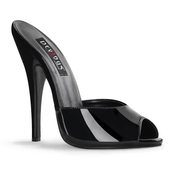 Devious DOMINA-101 Damen Slipper Schwarz Lack EU 39