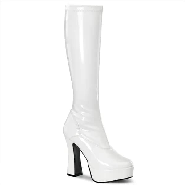 Pleaser ELECTRA-2000Z Damen Stiefel Weiß Lack EU 46