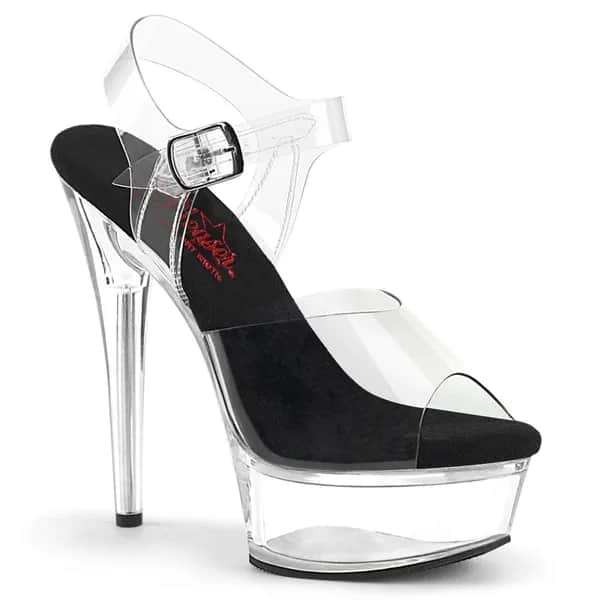 Pleaser EXCITE-608 Damen Sandale Schwarz Transparent   EU 41