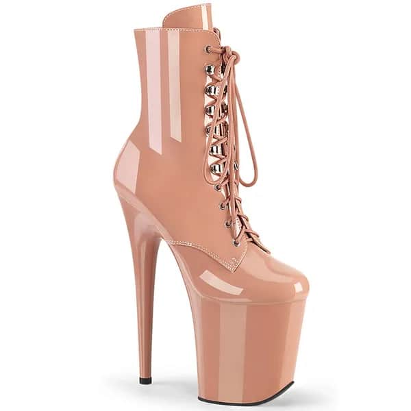 Pleaser FLAMINGO-1020 Damen Stiefelette Beige Lack EU 38