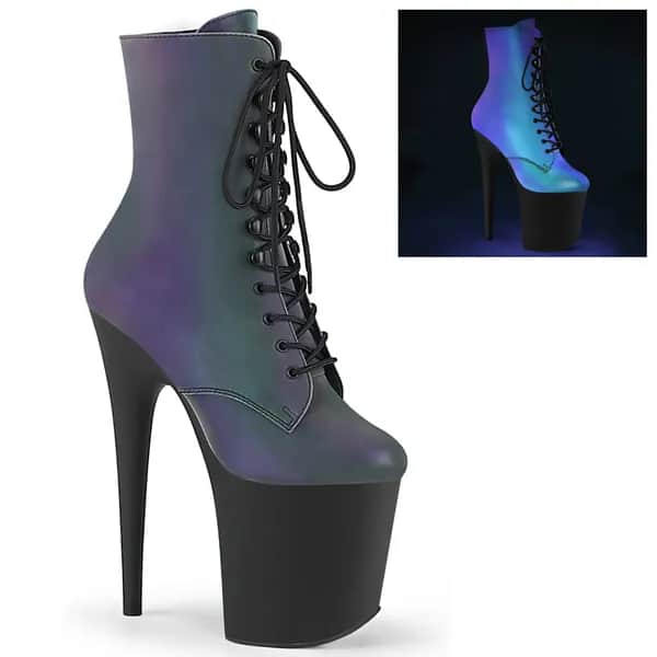 Pleaser FLAMINGO-1020REFL Damen Stiefelette Grün Mehrfarbig
