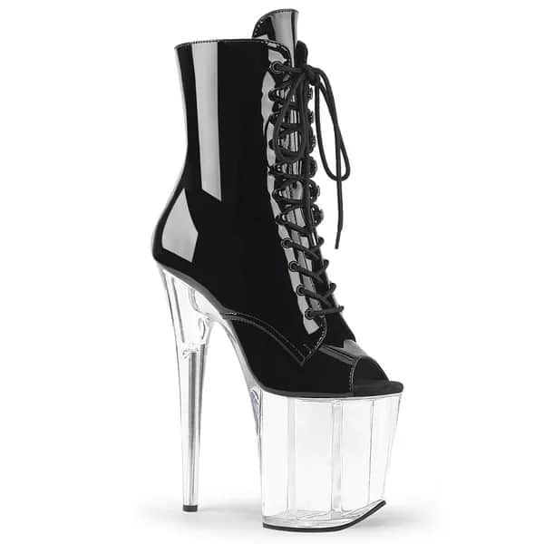 Pleaser FLAMINGO-1021 Damen Stiefelette Schwarz Transparent EU 41