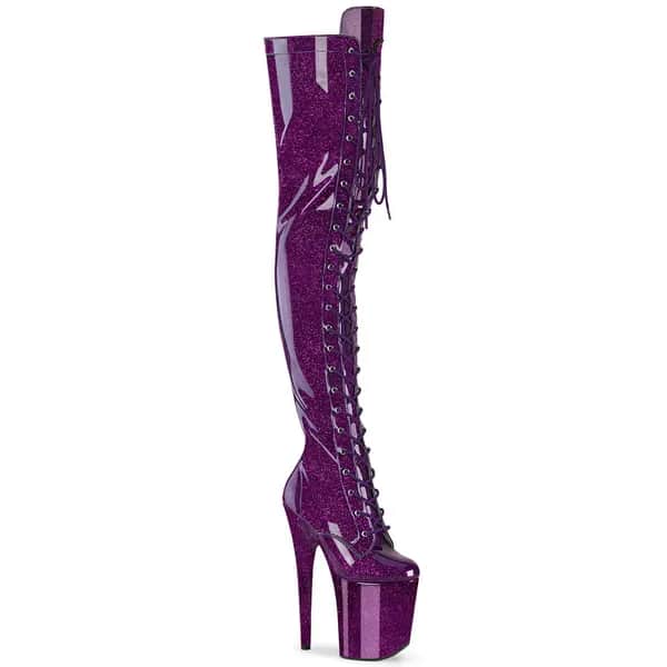 Pleaser FLAMINGO-3020GP Damen Stiefel Lila Lack EU 35