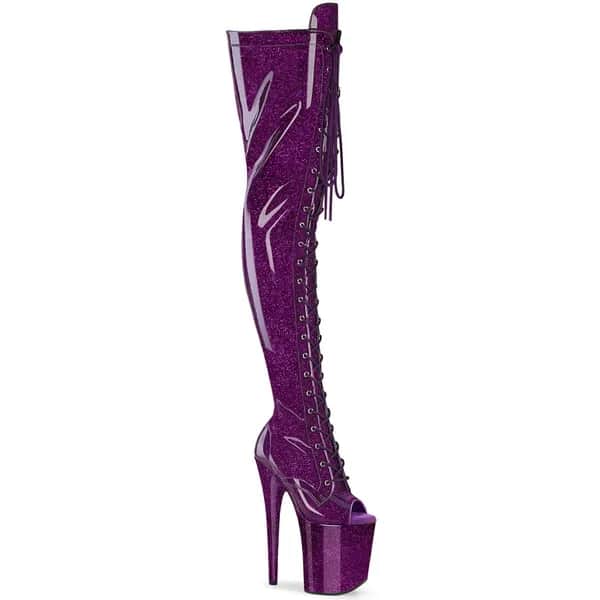 Pleaser FLAMINGO-3021GP Damen Stiefel Lila Lack EU 37