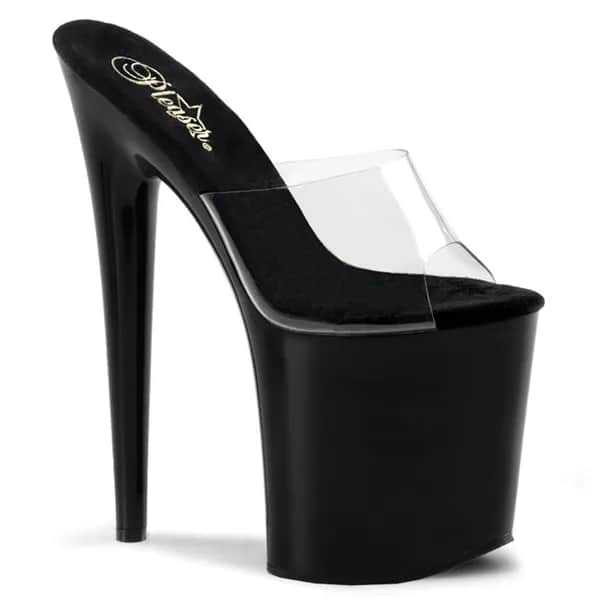 Pleaser FLAMINGO-801 Damen Slipper Transparent Schwarz  EU 37