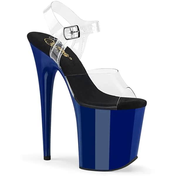 Pleaser FLAMINGO-808 Damen Sandale Transparent Blau EU 42