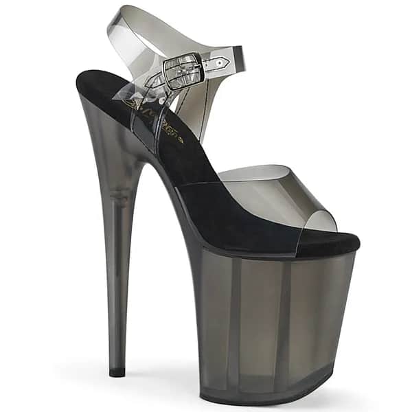 Pleaser FLAMINGO-808N-T Damen Sandale Schwarz Transparent