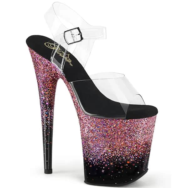 Pleaser FLAMINGO-808SS Damen Sandale Transparent Pink EU 37