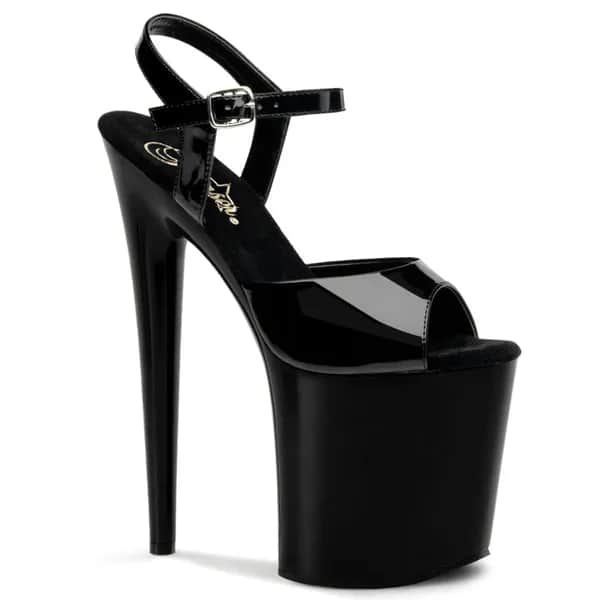 Pleaser FLAMINGO-809 Damen Sandale Schwarz Glanz EU 37