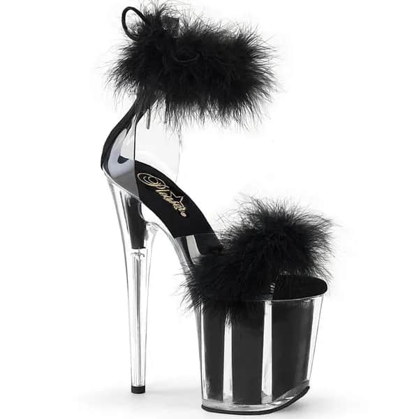 Pleaser FLAMINGO-824F Damen Sandale Transparent Schwarz EU 42