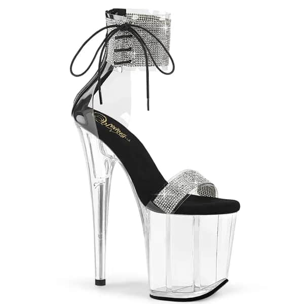 Pleaser FLAMINGO-827RS Damen Sandale Transparent Schwarz Transparent EU 37