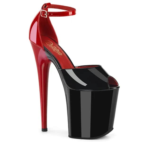Pleaser FLAMINGO-868 Damen Sandale Schwarz Rot EU 38
