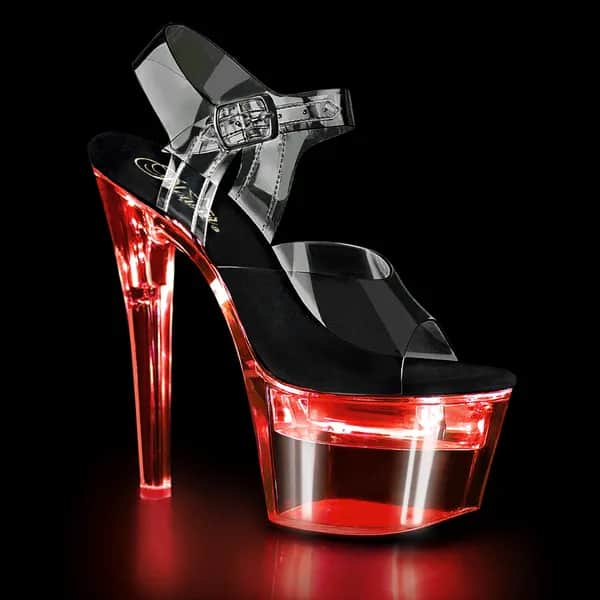 Pleaser FLASHDANCE-708 Damen Sandale Transparent Schwarz EU 36