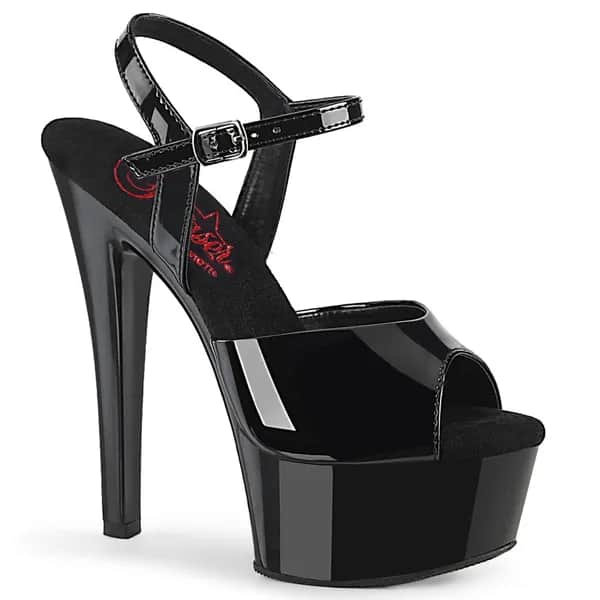Pleaser GLEAM-609 Damen Sandale Schwarz Lack EU 35