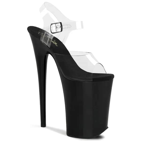 Pleaser INFINITY-908 Damen Sandale Transparent Schwarz EU 41